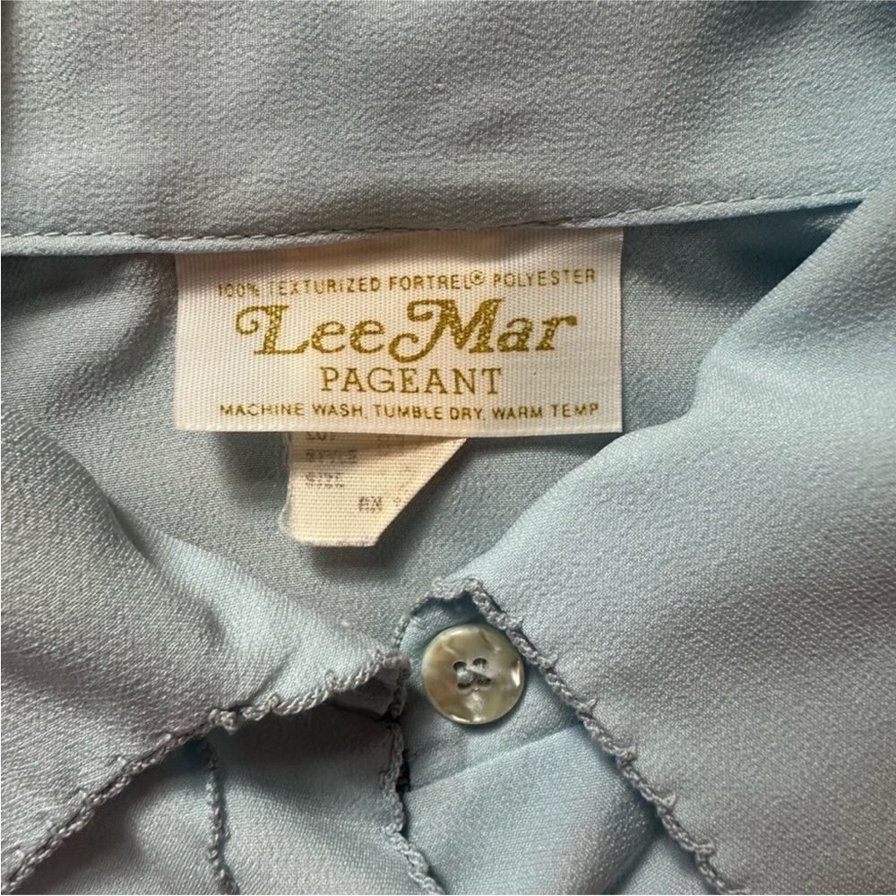 Vintage Lee Mar Pageant Secretary Blouse – Powder Blue Scallop Trim – Size 12 - Picture 2 of 7